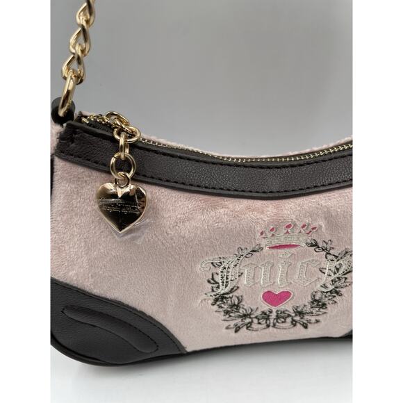 Juicy Couture Royal Heritage Velour Shoulder Bag Pink/Brown NEW With Tags - Picture 5 of 7